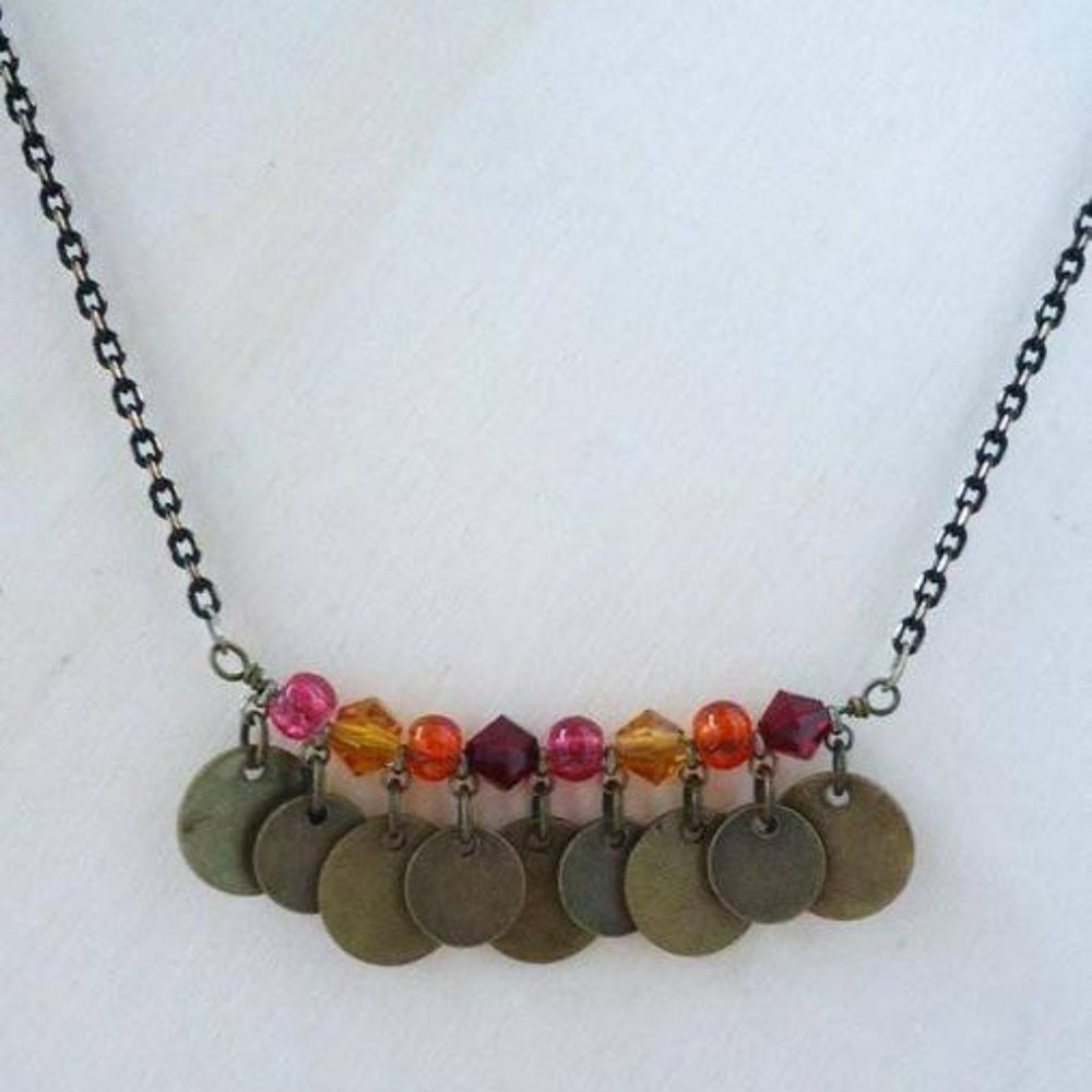 Bronze gypsy coin necklace